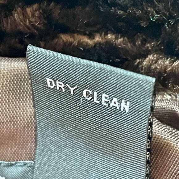 INC Faux Fur Curly Lamb Jacket Chocolate Brown Women's Medium Mob Wife Vegan - Picture 12 of 13